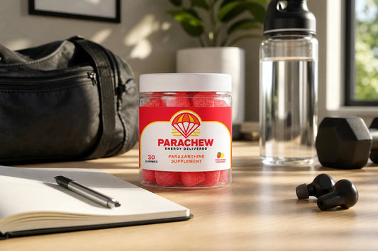 Focused athlete at a performance desk representing paraxanthine and cognitive performance research