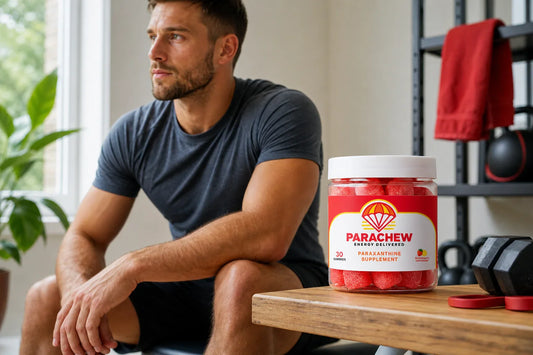 Calm focused athlete at a pre-workout setup representing clean paraxanthine withdrawal-free energy without caffeine dependency